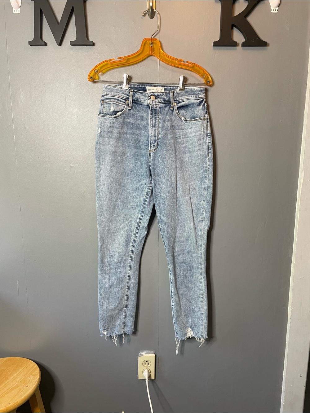 Abercrombie & Fitch Curve Love High Rise Super Skinny Ankle Jeans Light Wash 28